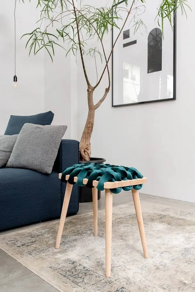Woven Velvet Stool