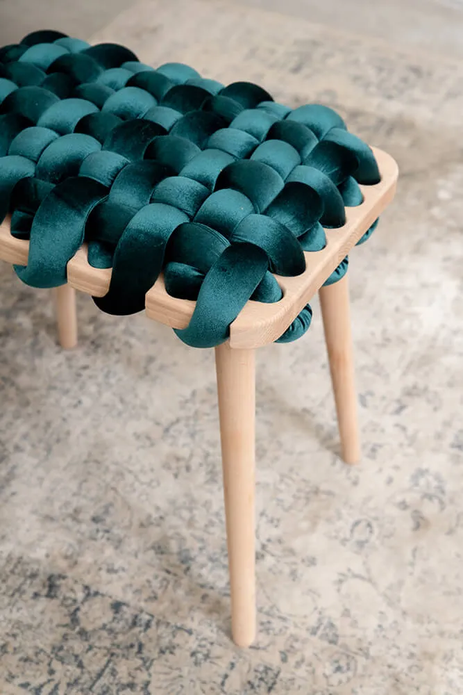 Woven Velvet Stool