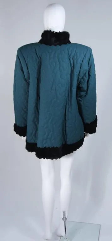 YVES SAINT LAURENT 1980s Teal Jacket, Sheared Beaver Size 8