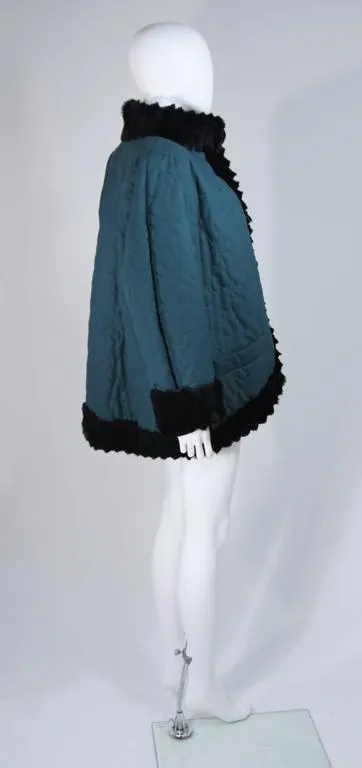 YVES SAINT LAURENT 1980s Teal Jacket, Sheared Beaver Size 8