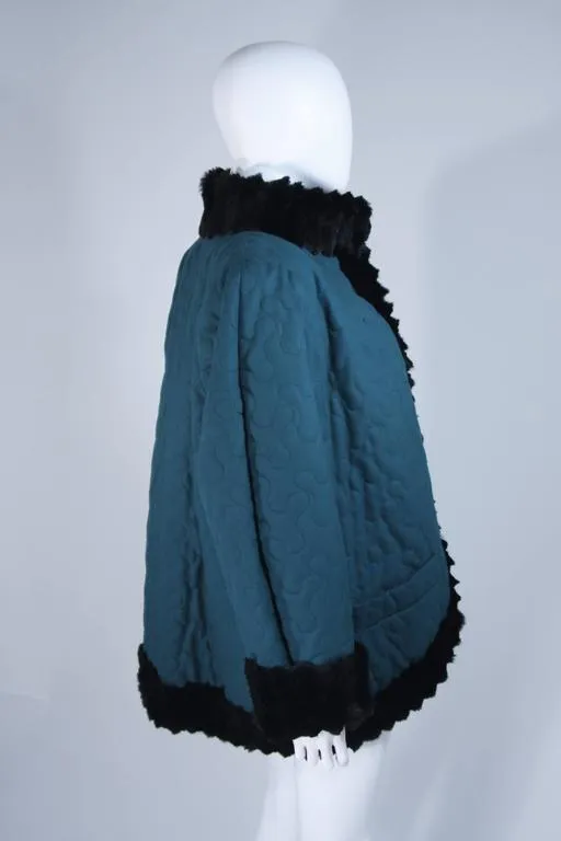 YVES SAINT LAURENT 1980s Teal Jacket, Sheared Beaver Size 8
