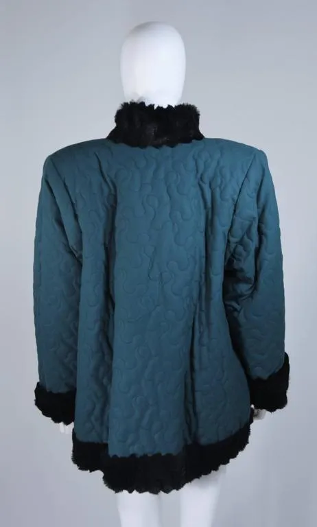 YVES SAINT LAURENT 1980s Teal Jacket, Sheared Beaver Size 8